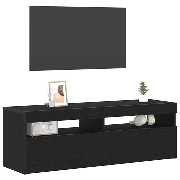 TV-skab med LED Sort eg 120 x 35 x 40 cm Konstrueret træ