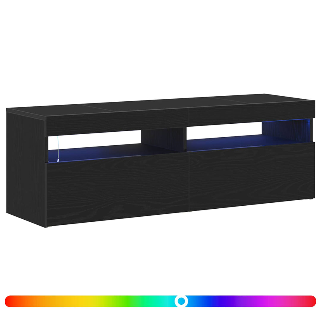 TV-skab med LED Sort eg 120 x 35 x 40 cm Konstrueret træ