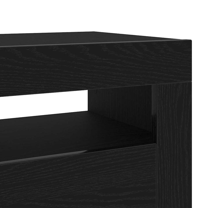 TV-skab med LED Sort eg 75 x 35 x 40 cm Konstrueret træ