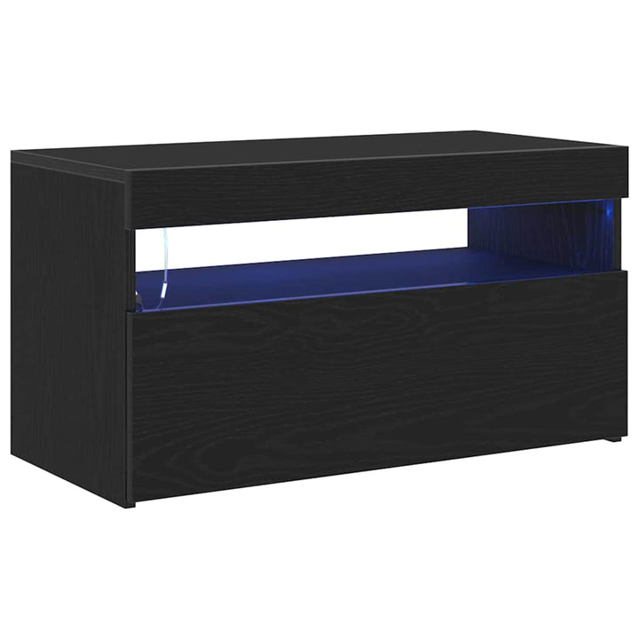 TV-skab med LED Sort eg 75 x 35 x 40 cm Konstrueret træ