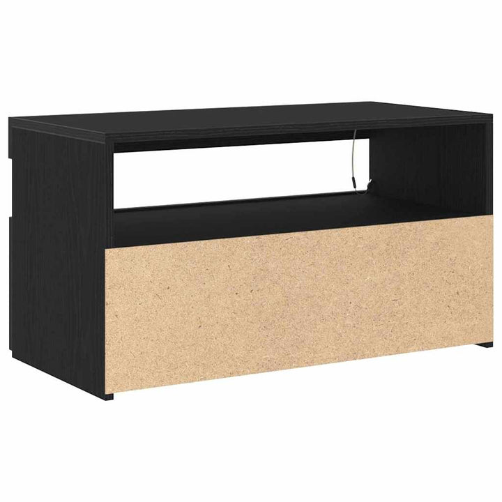 TV-skab med LED Sort eg 75 x 35 x 40 cm Konstrueret træ