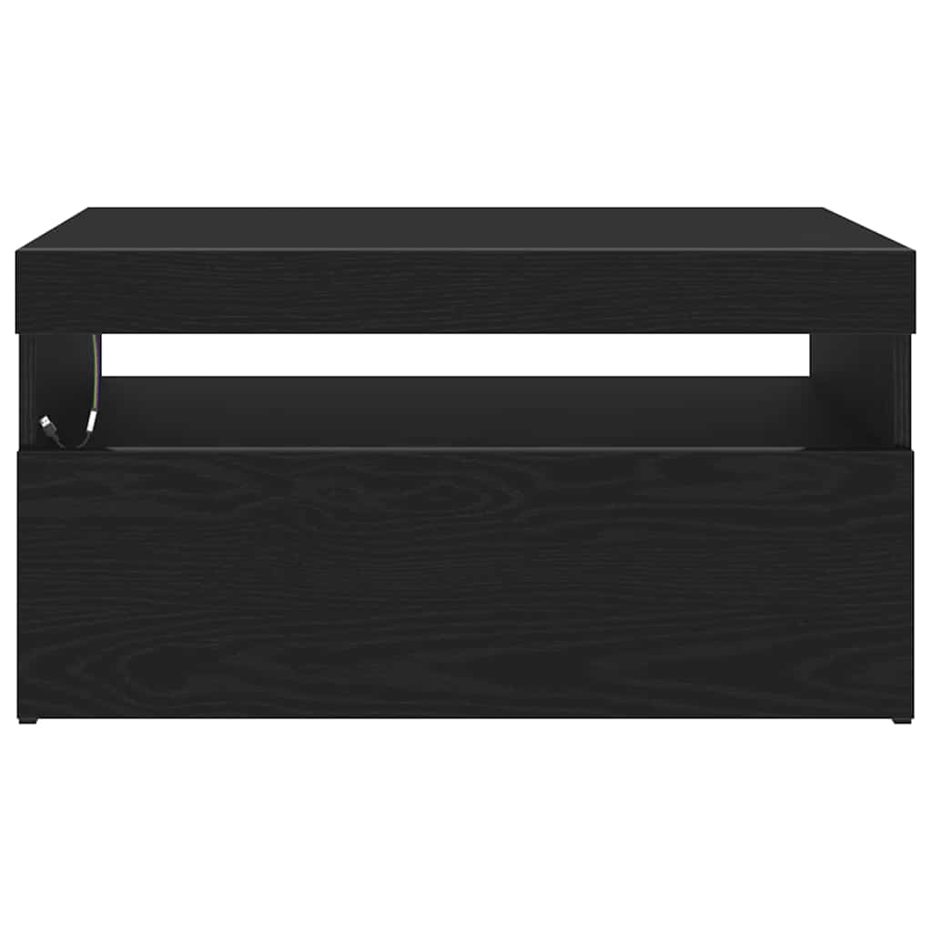 TV-skab med LED Sort eg 75 x 35 x 40 cm Konstrueret træ