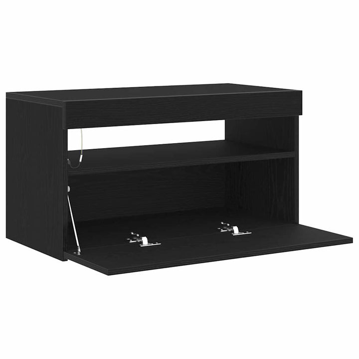 TV-skab med LED 2 pcs Sort eg 75 x 35 x 40 cm Konstrueret træ