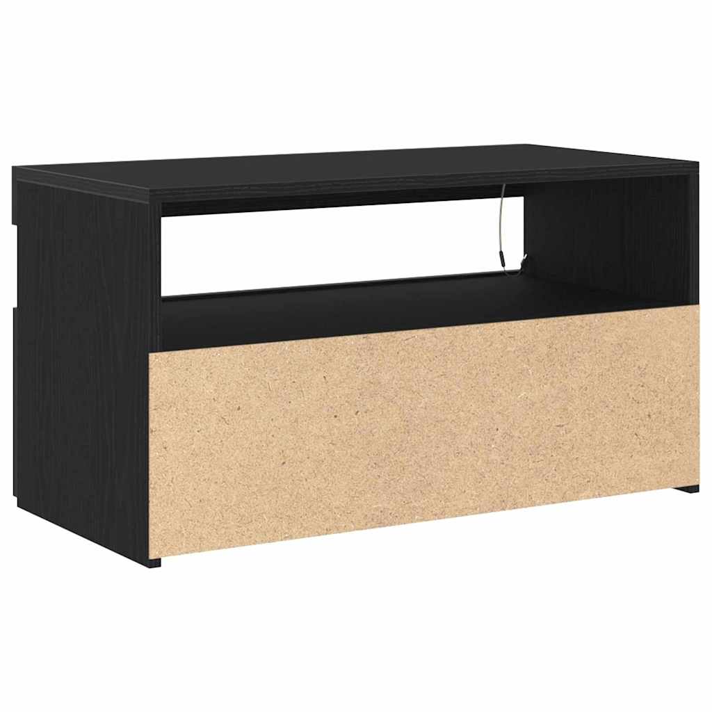 TV-skab med LED 2 pcs Sort eg 75 x 35 x 40 cm Konstrueret træ