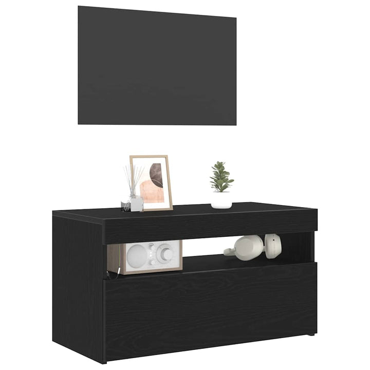 TV-skab med LED 2 pcs Sort eg 75 x 35 x 40 cm Konstrueret træ