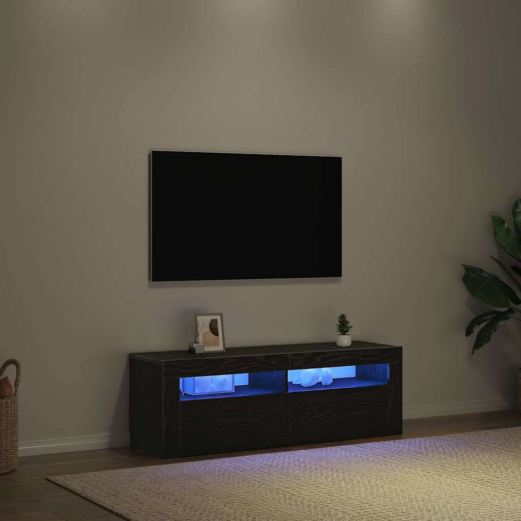TV-skab med LED Sort eg 120 x 35 x 40 cm Konstrueret træ