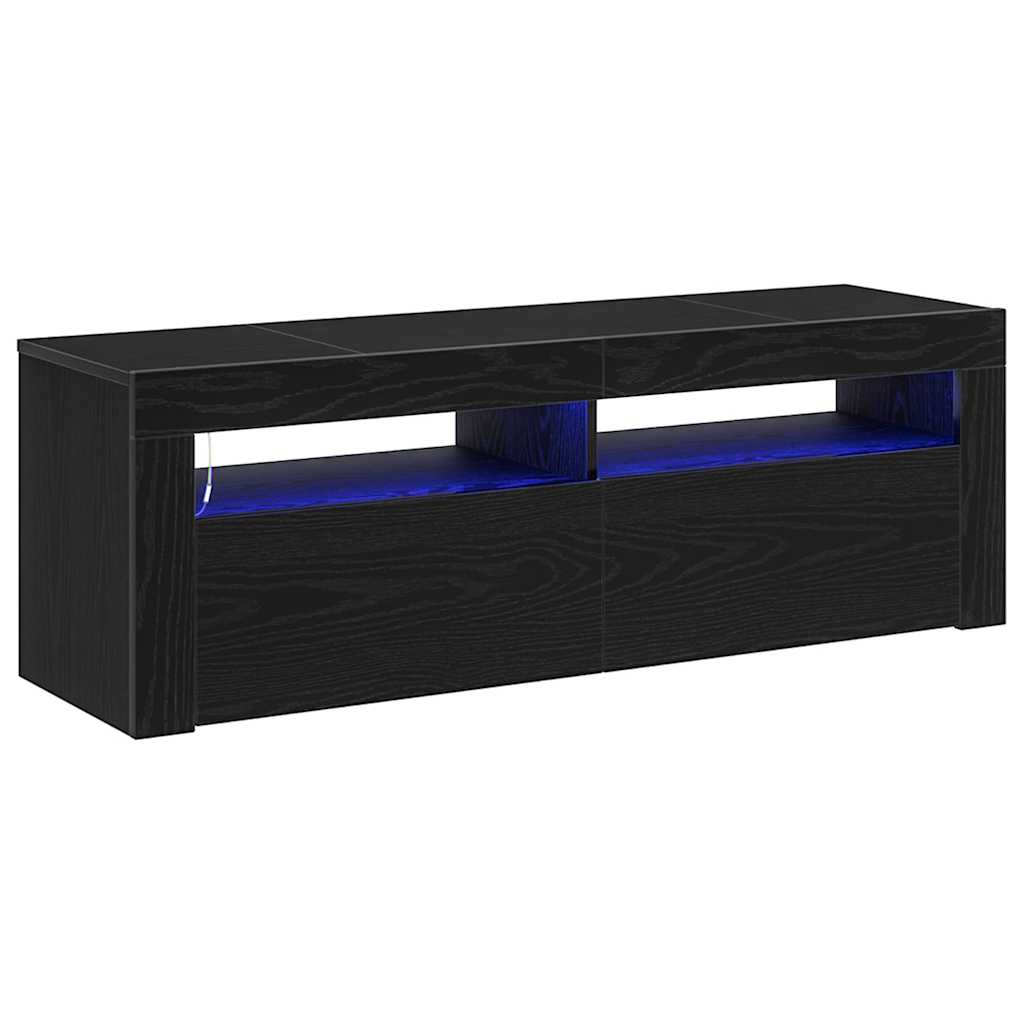 TV-skab med LED Sort eg 120 x 35 x 40 cm Konstrueret træ