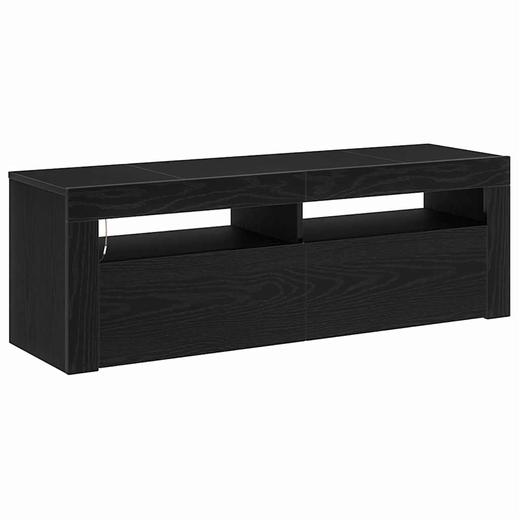 TV-skab med LED Sort eg 120 x 35 x 40 cm Konstrueret træ