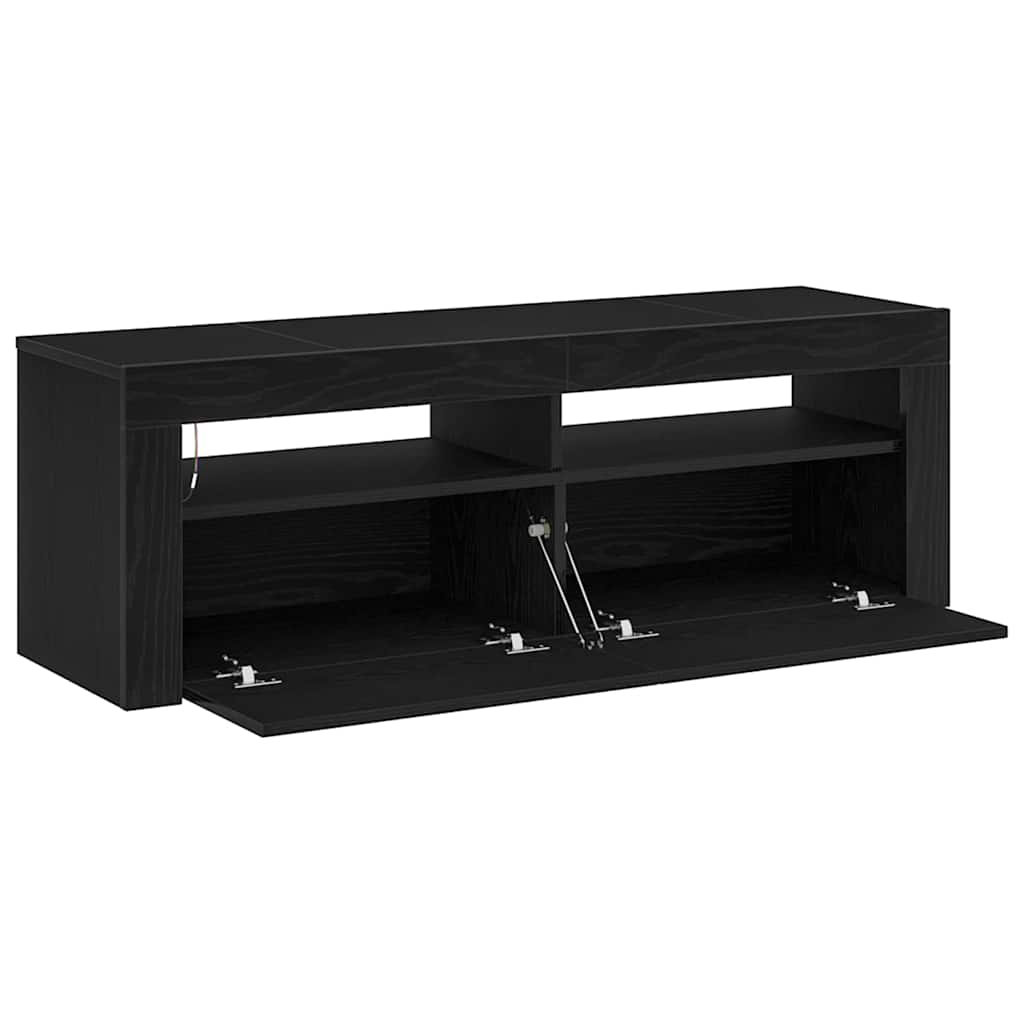 TV-skab med LED Sort eg 120 x 35 x 40 cm Konstrueret træ
