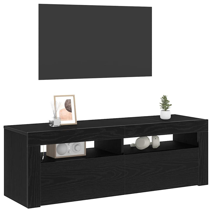 TV-skab med LED Sort eg 120 x 35 x 40 cm Konstrueret træ