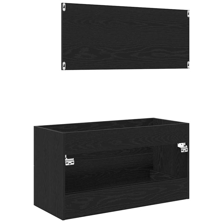 Vaskeskab med skuffe Sort eg 90 x 45 x 1.5 cm Konstrueret træ