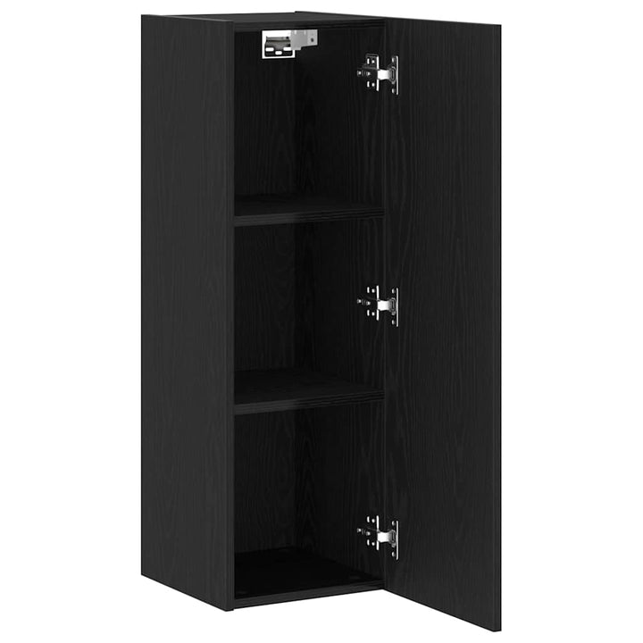 Væg TV Skab Sort eg 30,5 x 30 x 90 cm Konstrueret træ