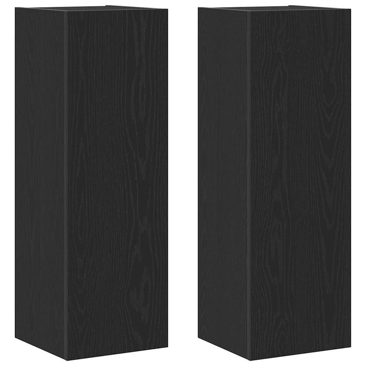 Væg TV Skab 2 pcs Sort eg 30,5 x 28,5 x 90 cm Konstrueret træ