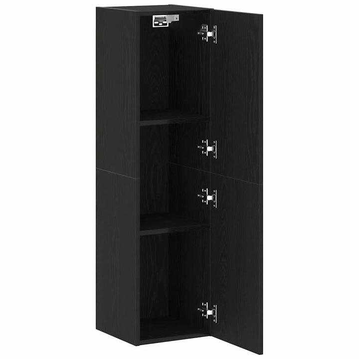 Væg TV Skab Sort eg 30,5 x 30 x 110 cm Konstrueret træ