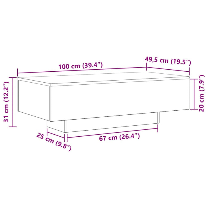 Sofabord Sort eg 100 x 49,5 x 31 cm Konstrueret træ