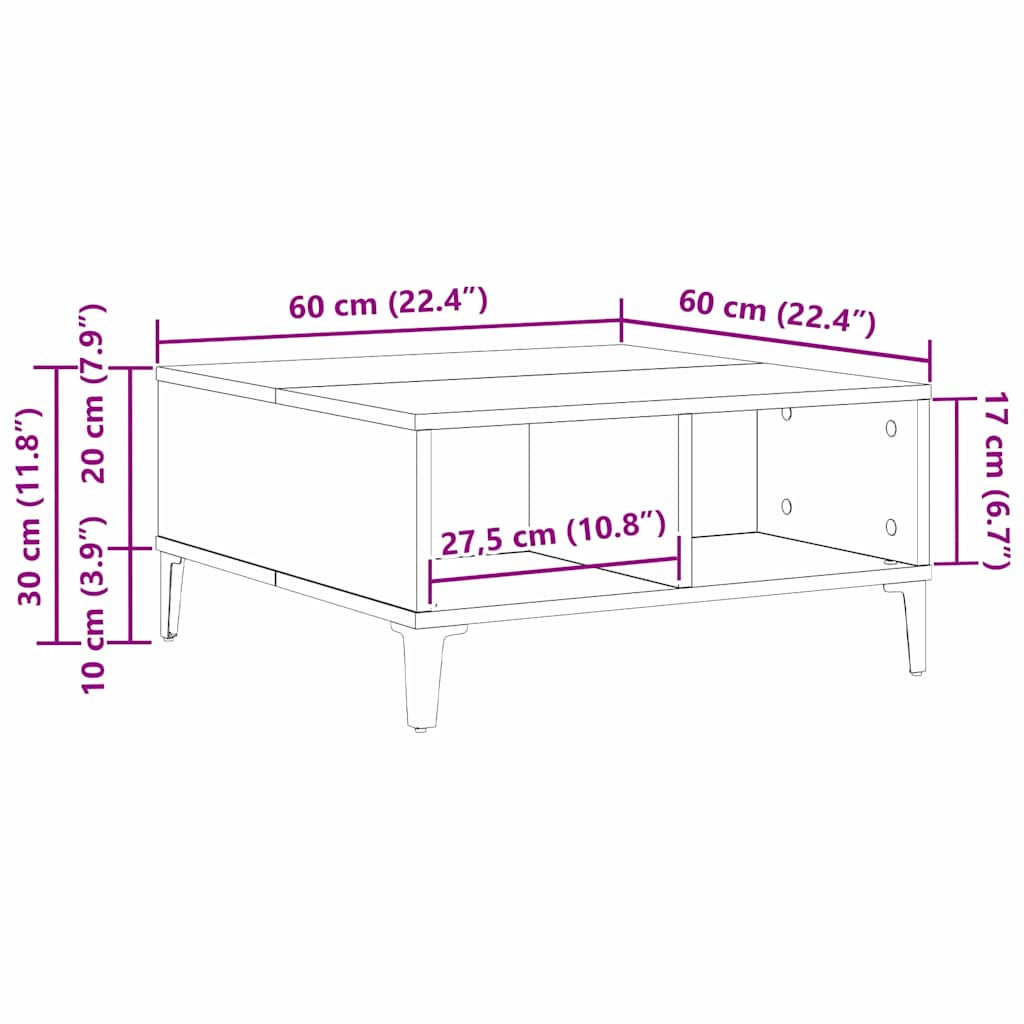 Sofabord Sort eg 60 x 60 x 30 cm