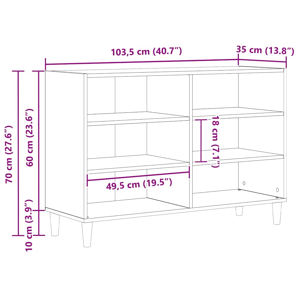 Sideboard Sort eg 103,5 x 35 x 70 cm Konstrueret træ