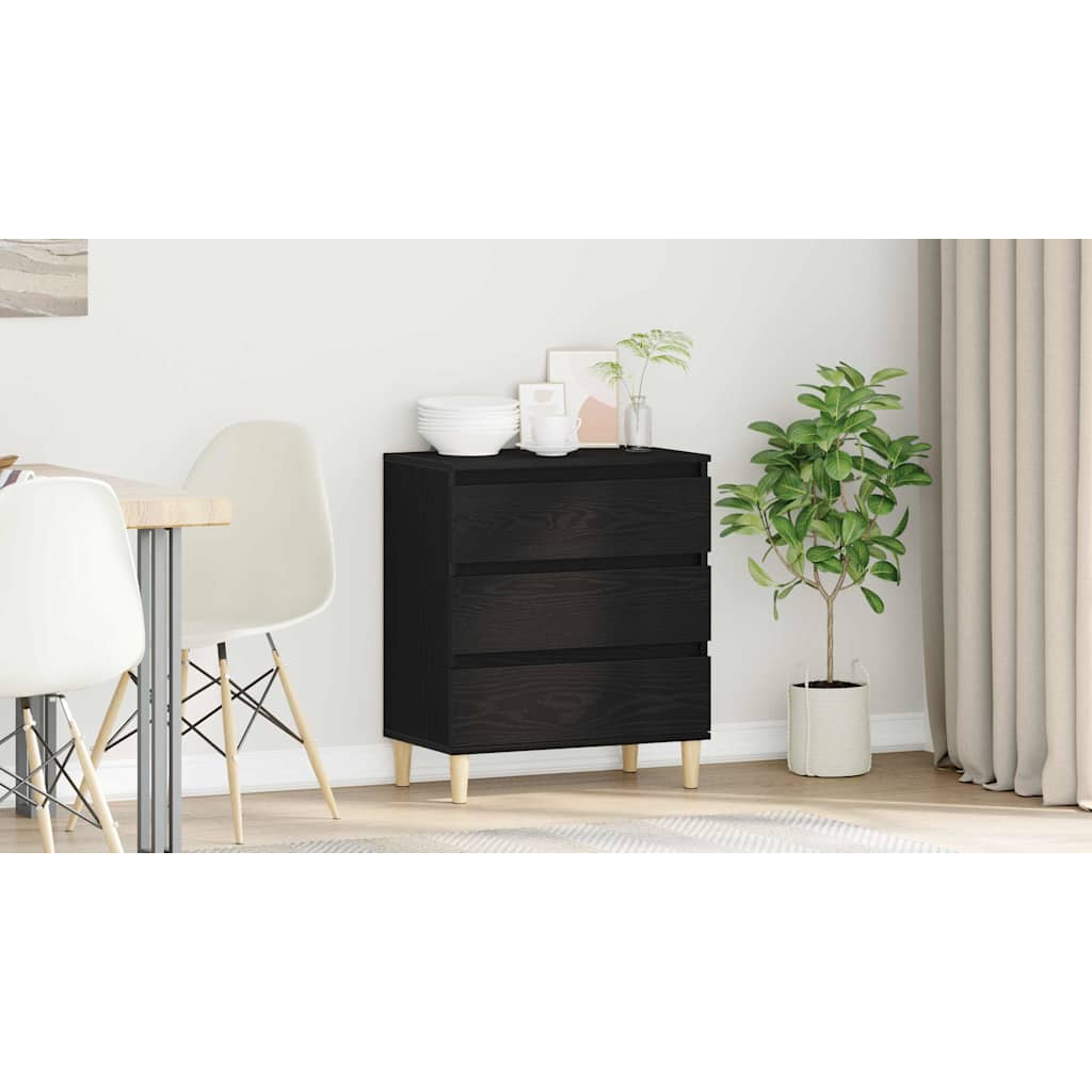Sideboard med skuffe Sort eg 60 x 35 x 70 cm Konstrueret træ