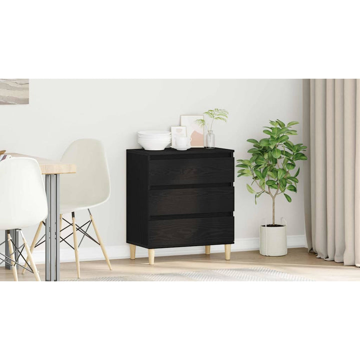 Sideboard med skuffe Sort eg 60 x 35 x 70 cm Konstrueret træ
