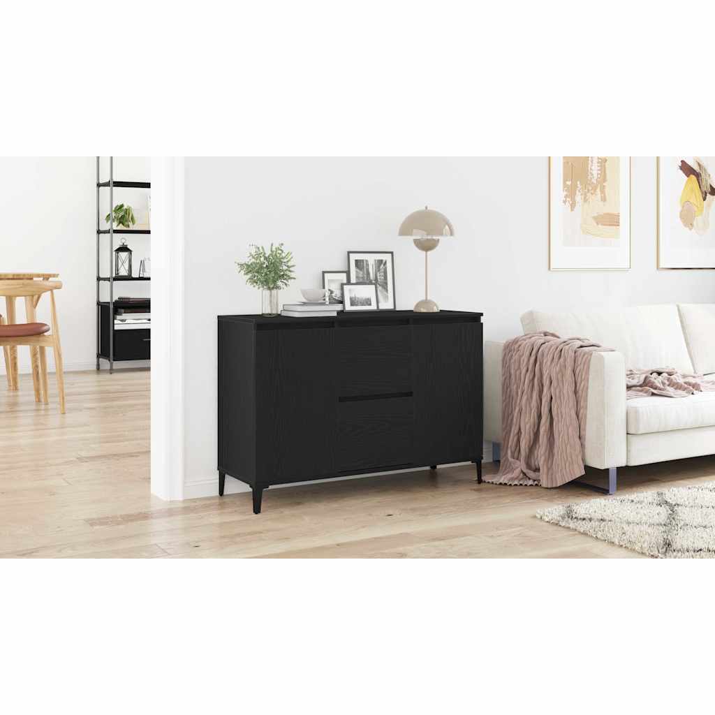 Sideboard med skuffe Sort eg 104 x 35 x 70 cm Konstrueret træ