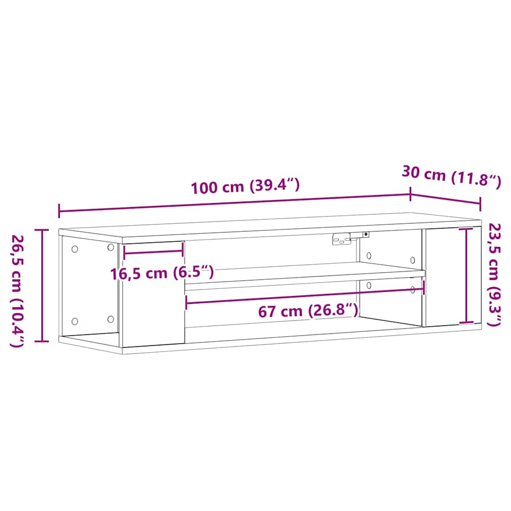 TV-skab Sort eg 100 x 30 x 26,5 cm Konstrueret træ