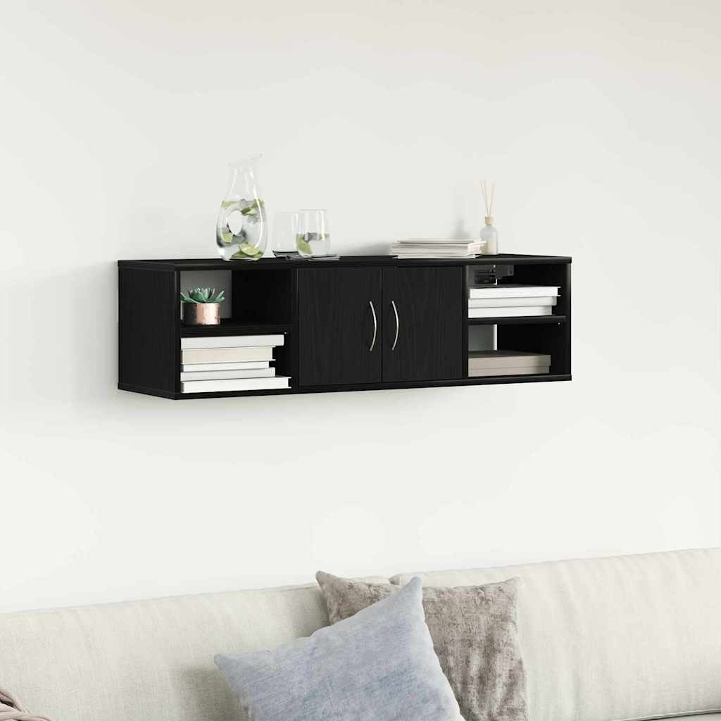 Væghylde Vægmonteret Sort eg 102 x 30 x 29 cm Konstrueret træ