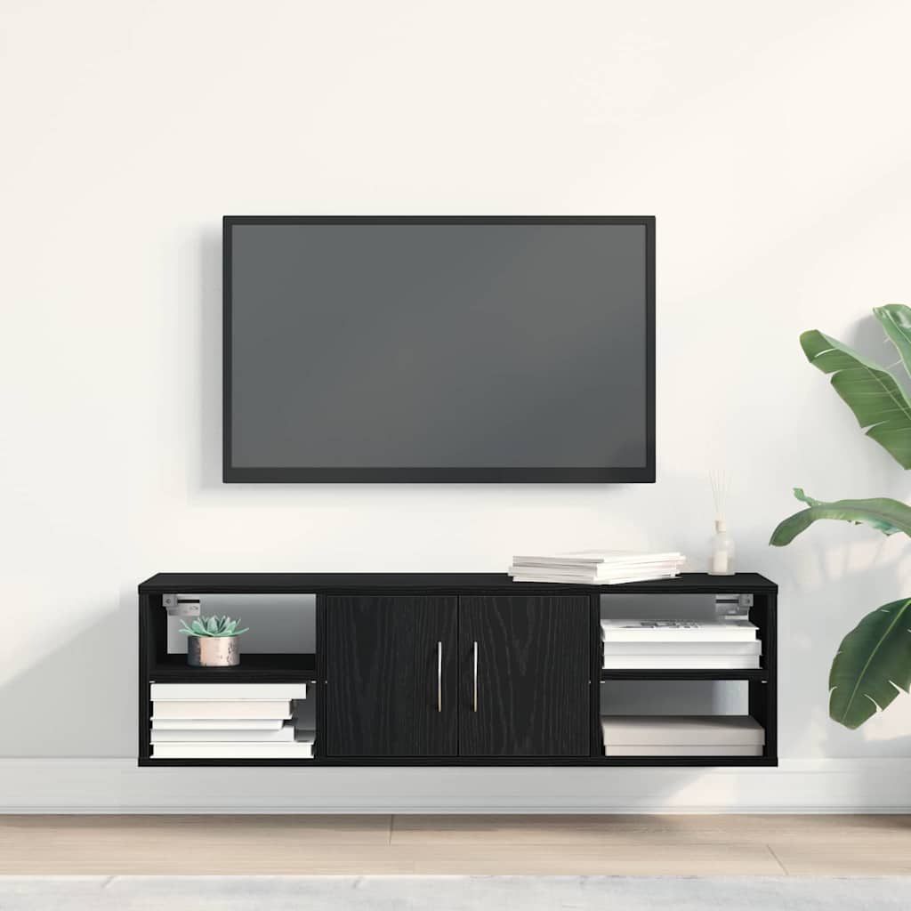 Væghylde Vægmonteret Sort eg 102 x 30 x 29 cm Konstrueret træ
