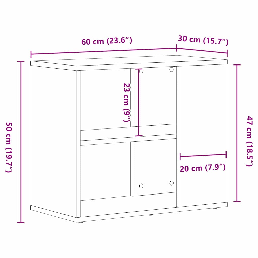 Sideboard Sort eg 60 x 30 x 50 cm Konstrueret træ