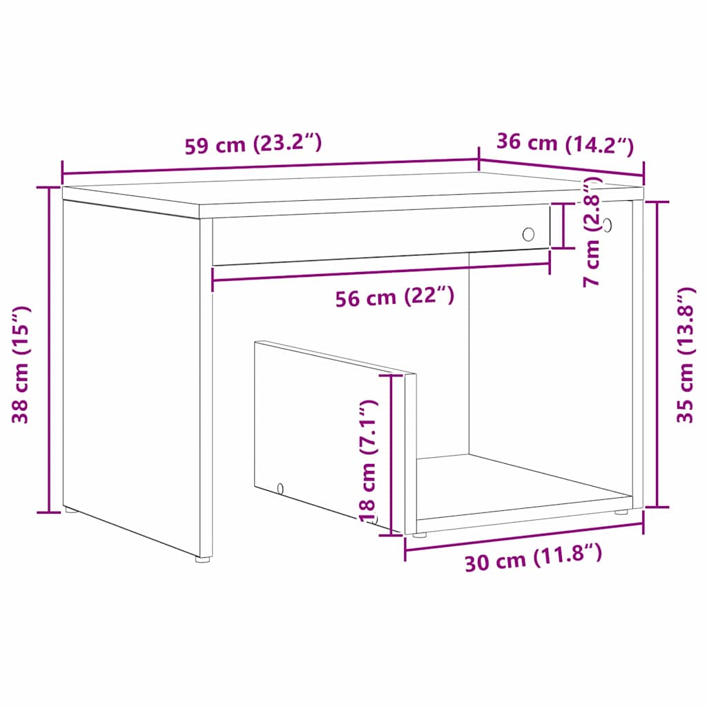 Sidebord Sort eg 59 x 36 x 38 cm Konstrueret træ