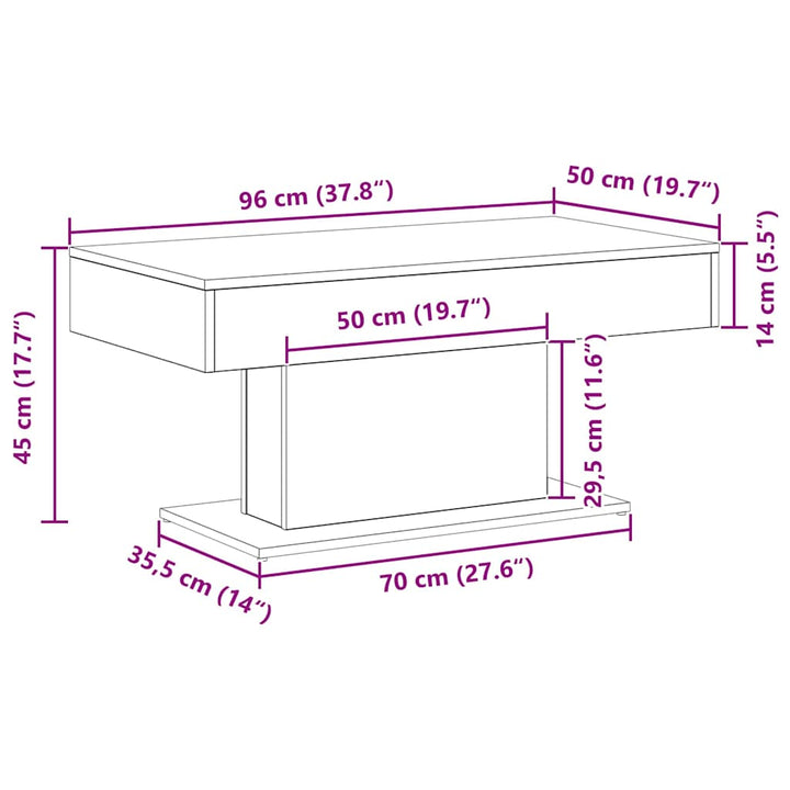 Sofabord Sort eg 96 x 50 x 45 cm Konstrueret træ