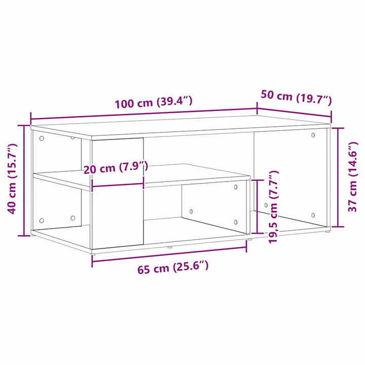 Sofabord Sort eg 100 x 50 x 40 cm Konstrueret træ