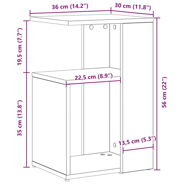 Sidebord Sort eg 36 x 30 x 56 cm Konstrueret træ
