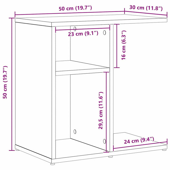 Sidebord Sort eg 50 x 30 x 50 cm Konstrueret træ
