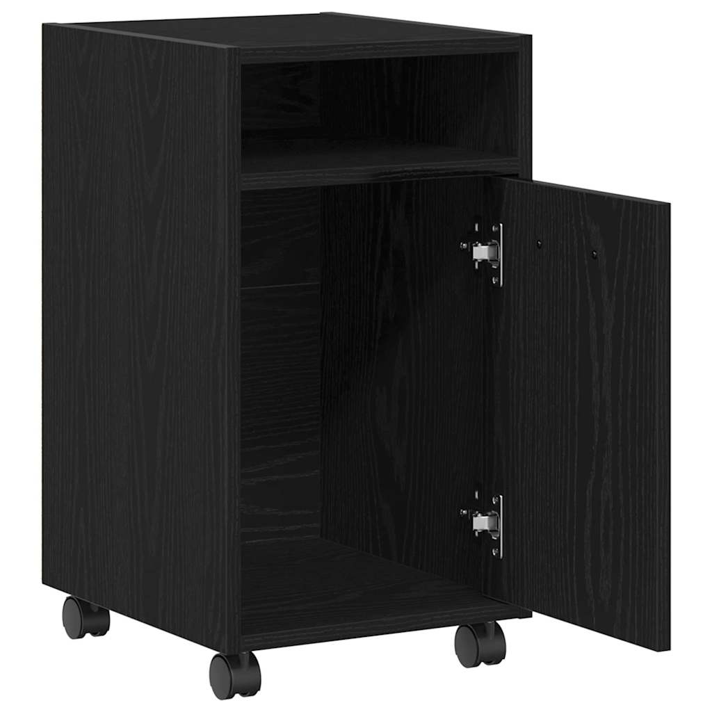 Vogn med sidekabinett Sort eg 33 x 38 x 60 cm Konstrueret træ