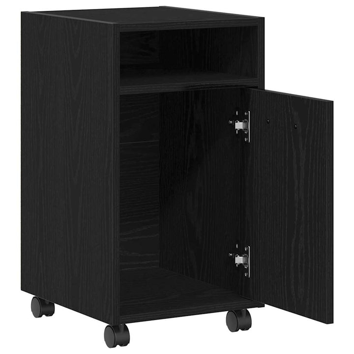 Vogn med sidekabinett Sort eg 33 x 38 x 60 cm Konstrueret træ