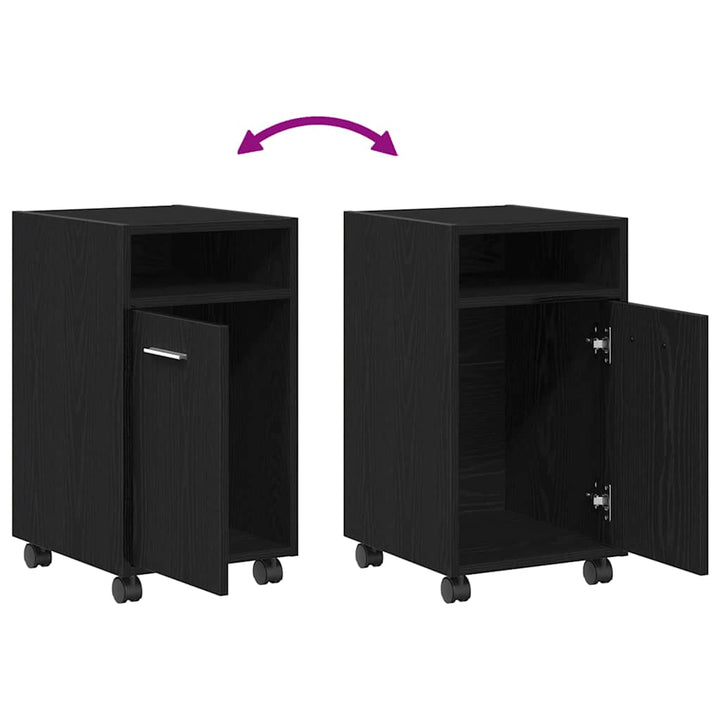 Vogn med sidekabinett Sort eg 33 x 38 x 60 cm Konstrueret træ