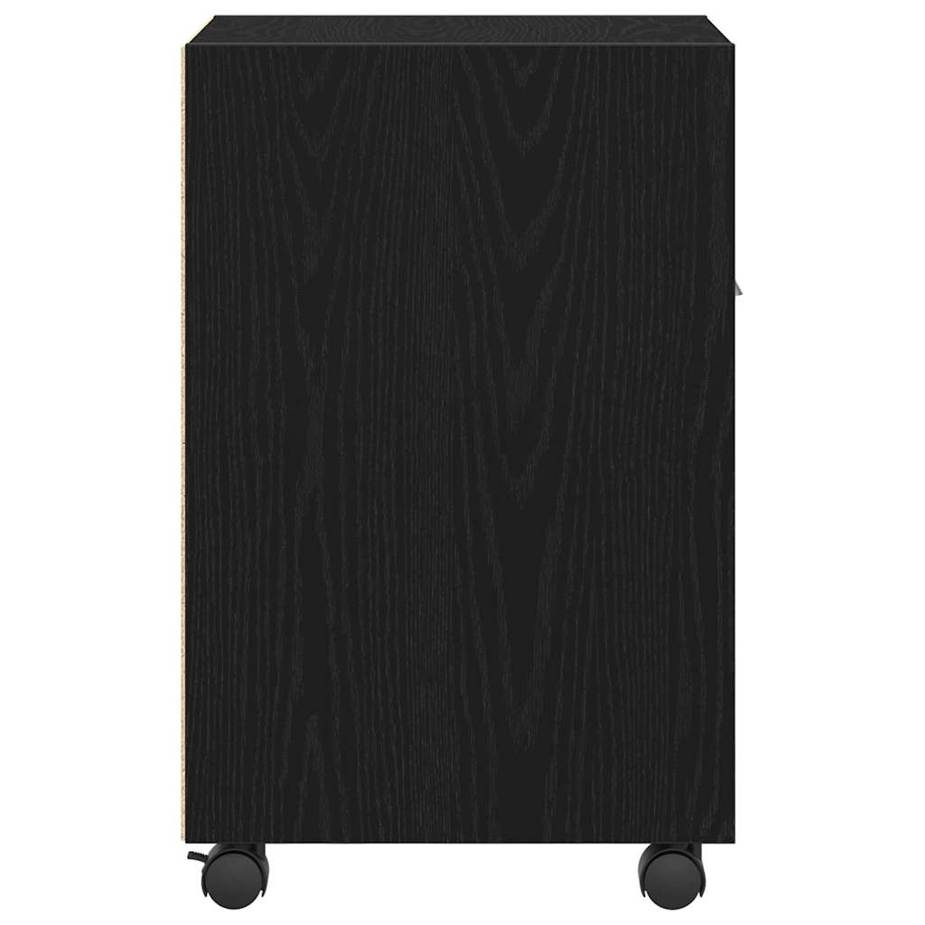 Vogn med sidekabinett 33 x 38 x 60 cm Konstrueret træ Sort eg
