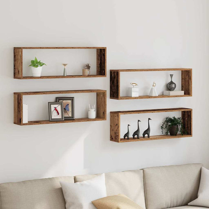 Væghylder 4 pcs Gammelt træ 80 x 15 x 26 cm Konstrueret træ