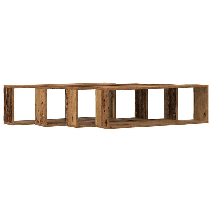 Væghylder 4 stk. Gammelt træ 80 x 15 x 26 cm Konstrueret træ
