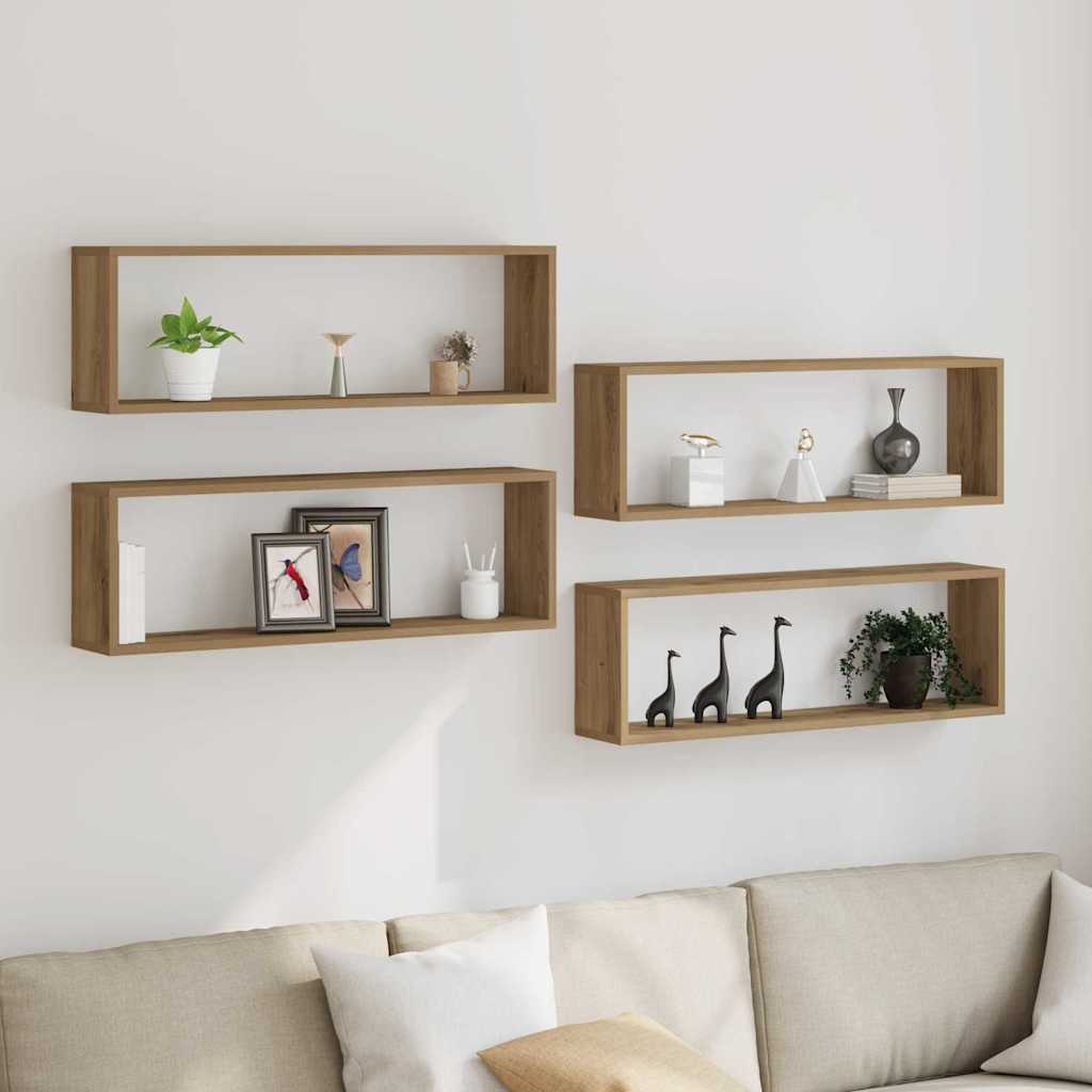 Væghylder 4 stk. Artisan eg 80 x 15 x 26 cm Konstrueret træ