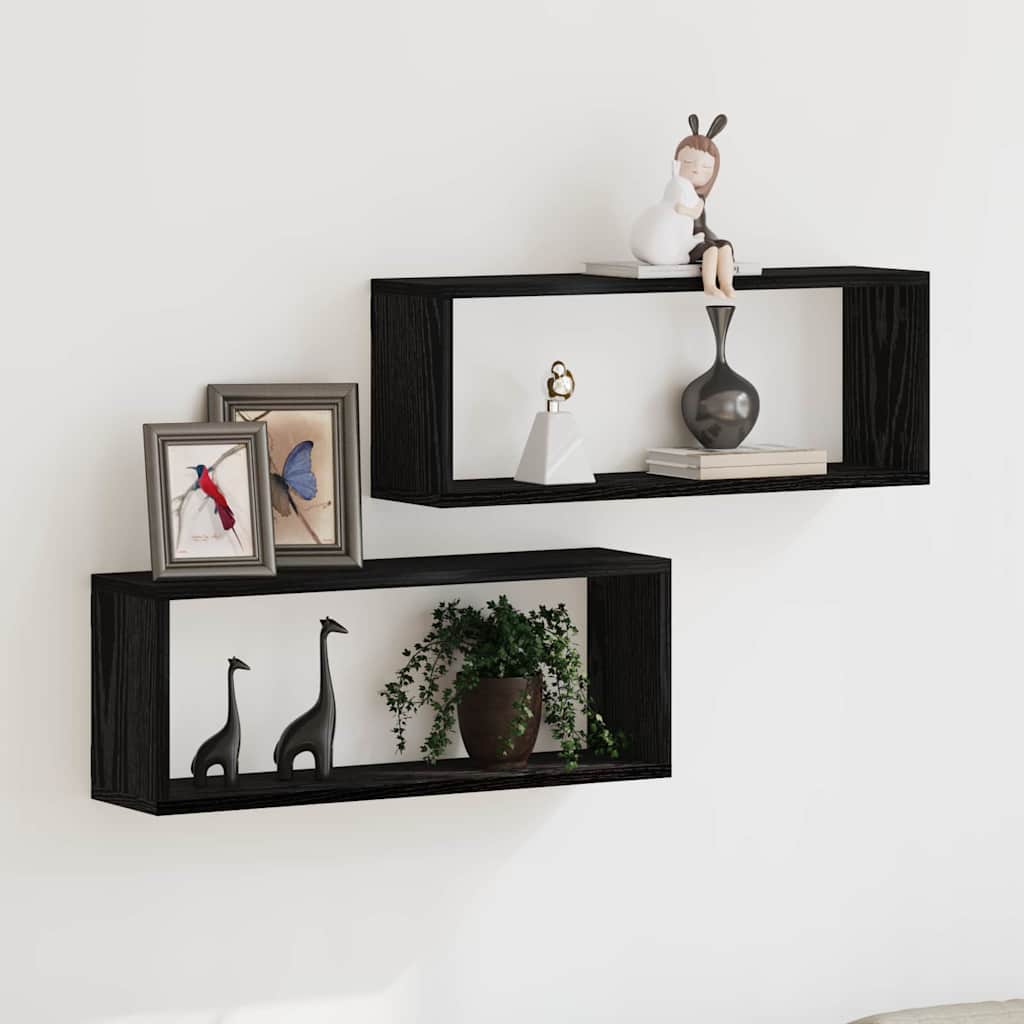 Væghylder Vægmonteret 2 stk. Sort eg 60 x 15 x 23 cm