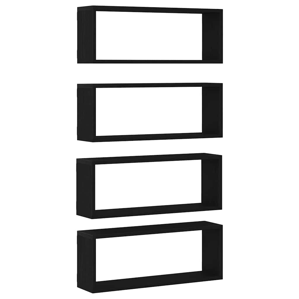 Væghylder 4 pcs Sort eg 60 x 15 x 23 cm Konstrueret træ