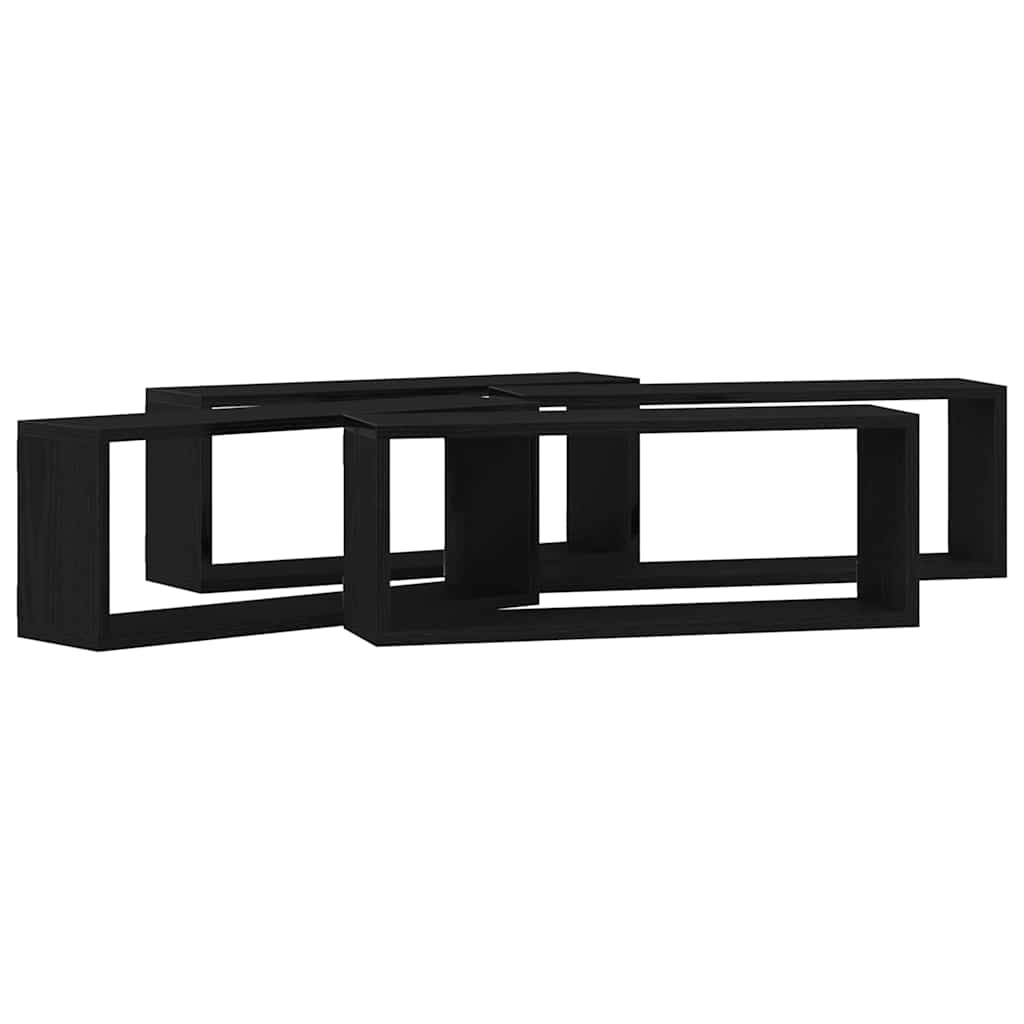 Væghylder 4 stk. Sort eg 60 x 15 x 23 cm Konstrueret træ