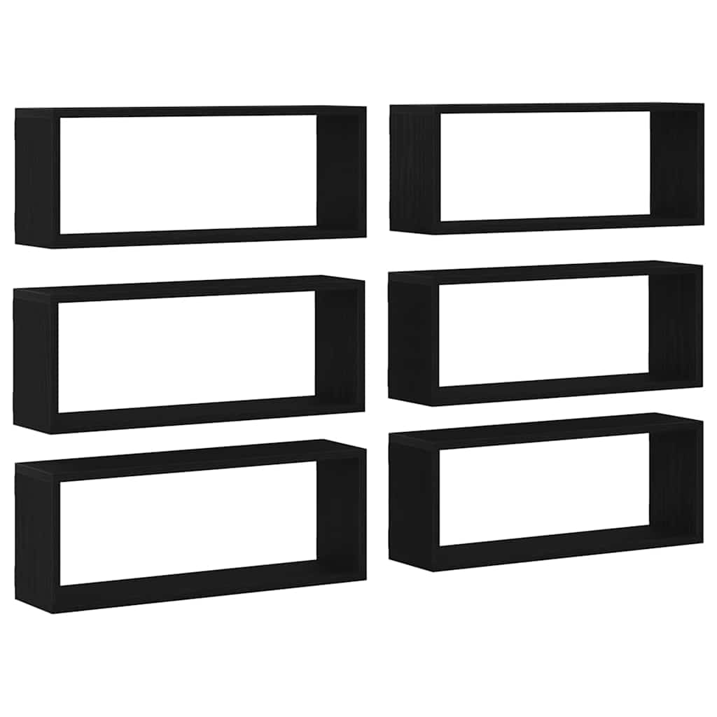 Væghylder 6 stk. Sort eg 60 x 15 x 23 cm Konstrueret træ