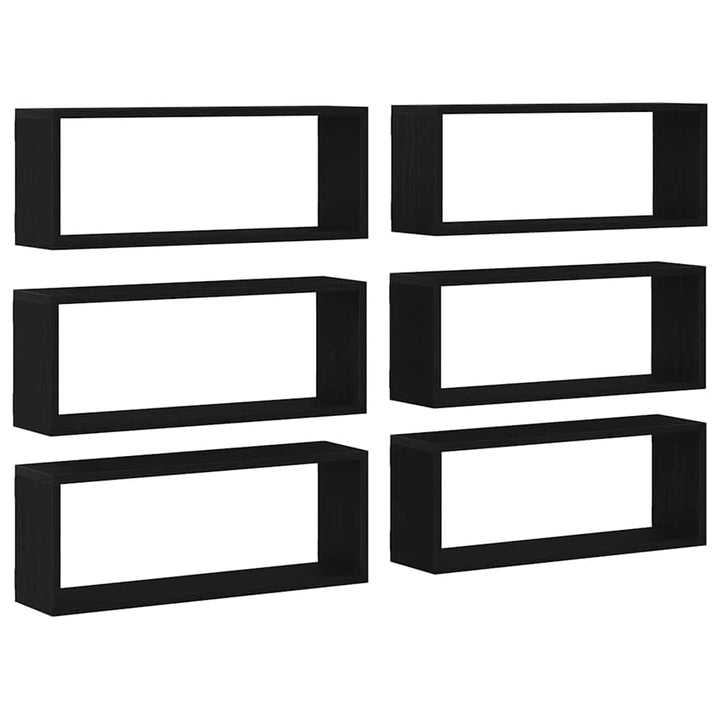 Væghylder 6 stk. Sort eg 60 x 15 x 23 cm Konstrueret træ