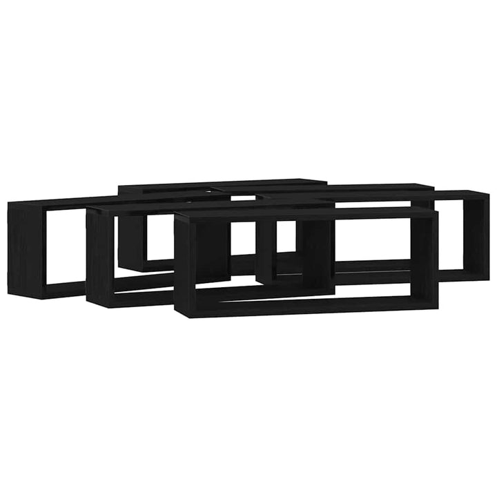 Væghylder 6 stk. Sort eg 60 x 15 x 23 cm Konstrueret træ