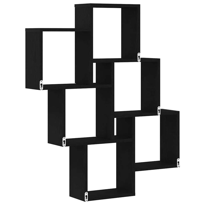 Væghylde med hylde Sort eg 78 x 15 x 93 cm Konstrueret træ