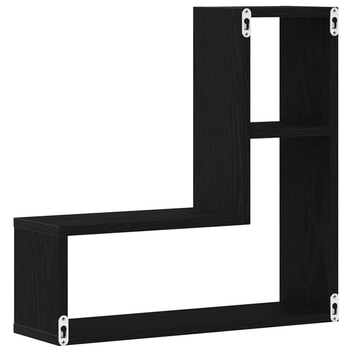 Væghylde 2 pcs Sort eg 50 x 15 x 85 cm Konstrueret træ