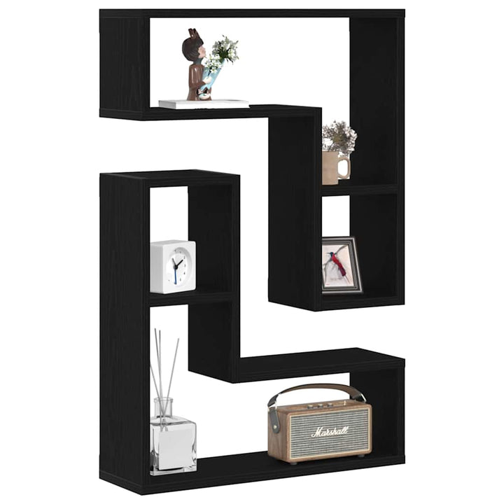 Væghylde 2 pcs Sort eg 50 x 15 x 85 cm Konstrueret træ