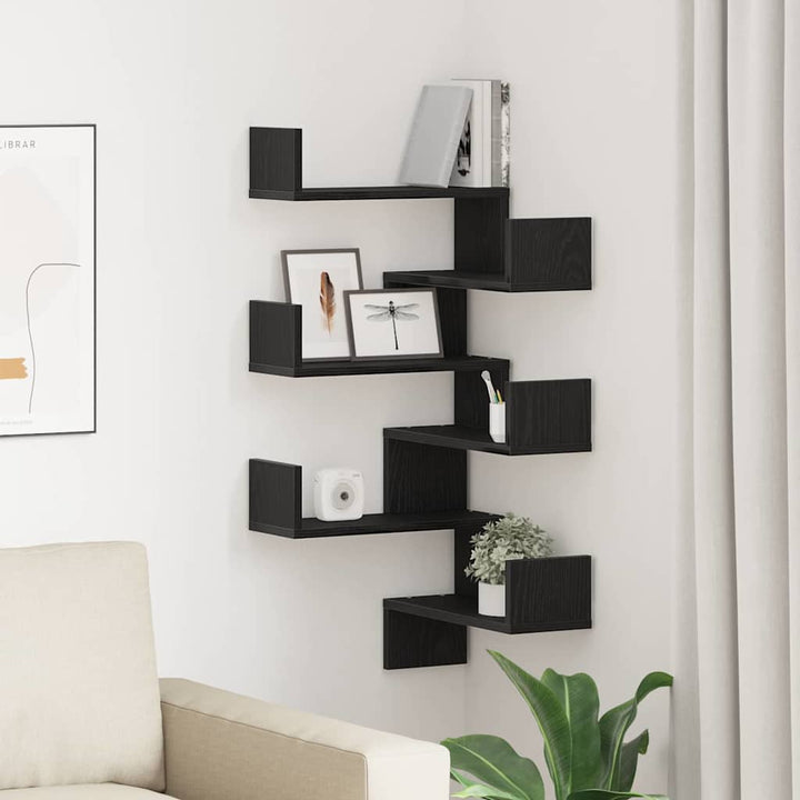 Væghylde Vægmonteret 2 stk. Sort eg 40 x 40 x 49,5 cm